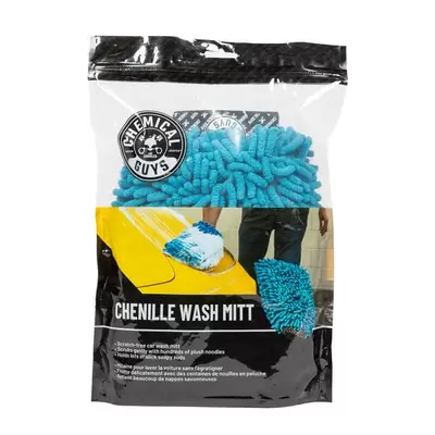 Chemical Guys Chenille Premium Wash Mitt микрофибровая варежка с длинным ворсом, синяя