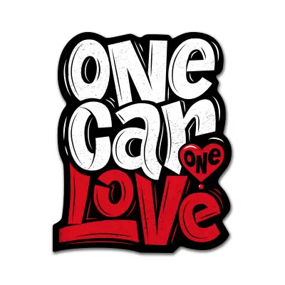 1CMSt13 One Car One Love стикер водостойкий матовый, 7.4x6.0см