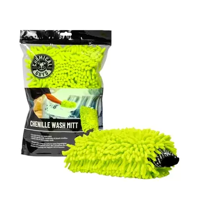 Chemical Guys Chenille Premium Wash Mitt микрофибровая варежка с длинным ворсом, зеленая