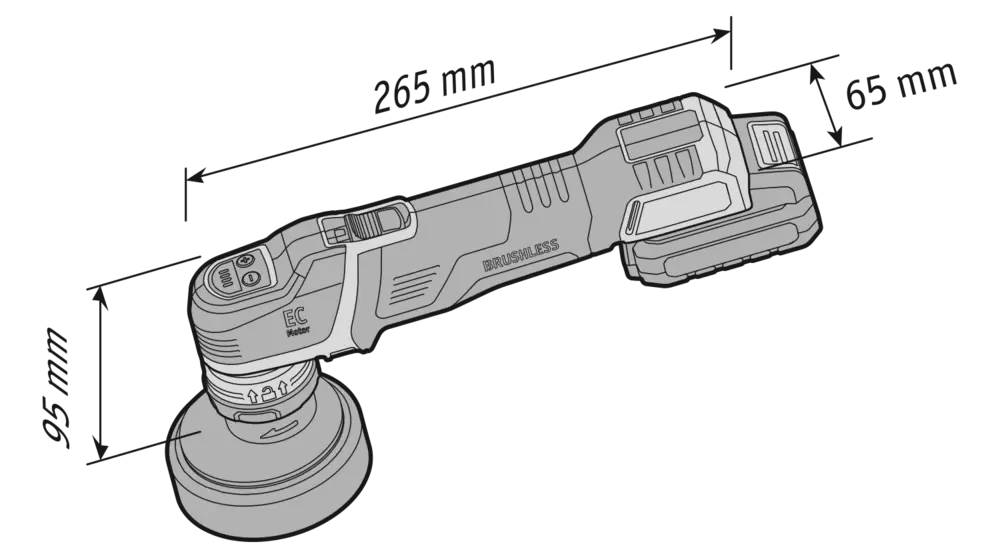 PXE 80 P-Set FLEX полировальная машина на аккумуляторе с комплектующими, d80мм