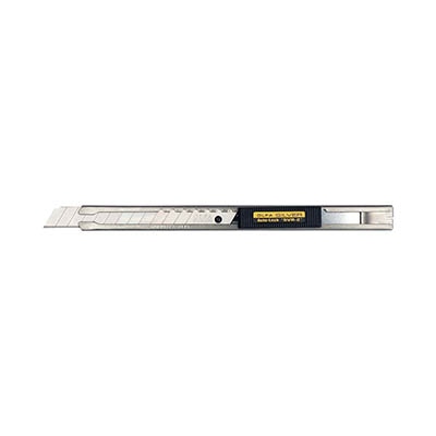 OL-SVR-2 OLFA нож с выдвижным лезвием и корпусом из нержавеющей стали с автофиксатором, 9мм