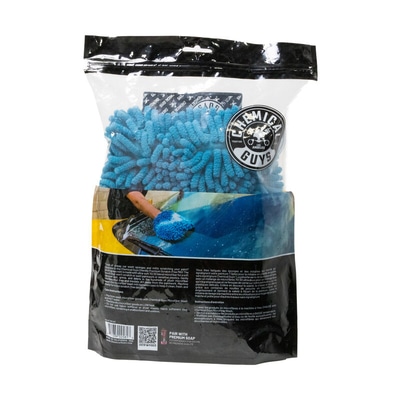 Chemical Guys Chenille Premium Wash Mitt микрофибровая варежка с длинным ворсом, синяя