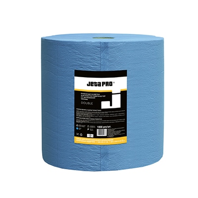 5850767 Jeta PRO Double двухслойные очищающие бумажные салфетки синие, 35х38см (рулон 1000шт)