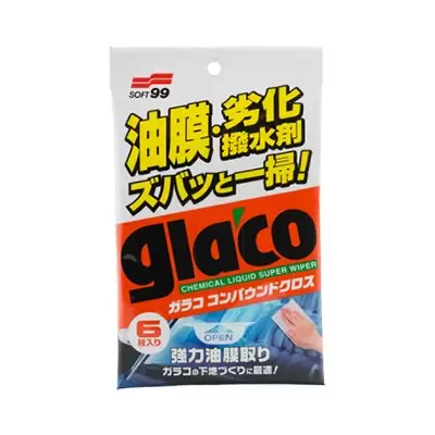 04063 Soft99 Glaco Compound Sheet очищающие салфетки для стекол с абразивом (6шт)