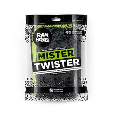 FHA032 Foam Heroes Mr. Twister одностороннее полотенце для сушки автомобиля 60х80см, 1000г/м2