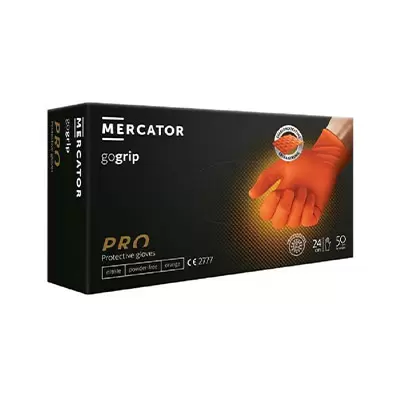 GoGrip Mercator износостойкие нитриловые перчатки, цвет оранжевый L, 50шт